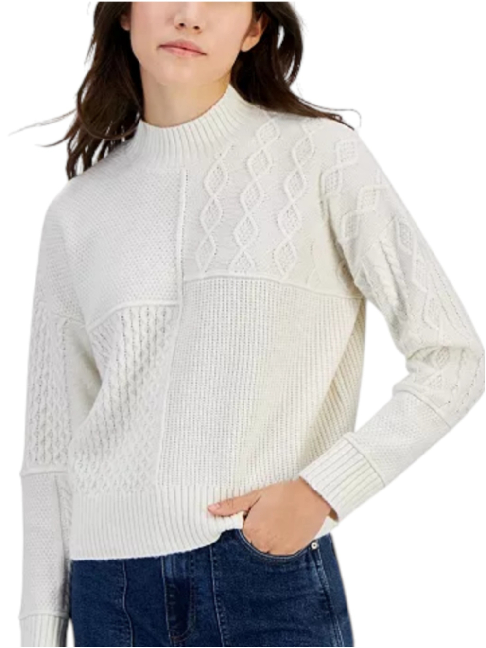 American Eagle Fisherman Knit Sweater Medium Off White